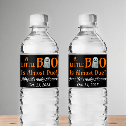 A Little Boo Is Almost Due Personalized Water Bottle Labels (Set of 12)