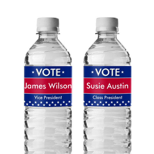 Vote Election Personalized Water Bottle Labels (Set of 12)