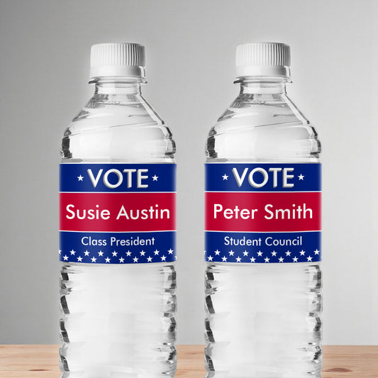 Vote Election Personalized Water Bottle Labels (Set of 12)