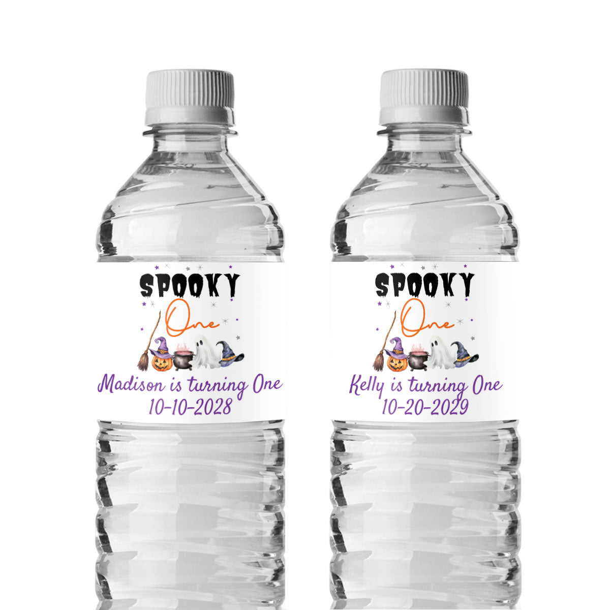 Spooky One Birthday Halloween Personalized Water Bottle Labels (Set of 12)