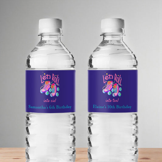 Let's Roll Into Birthday Personalized Water Bottle Labels (Set of 12)