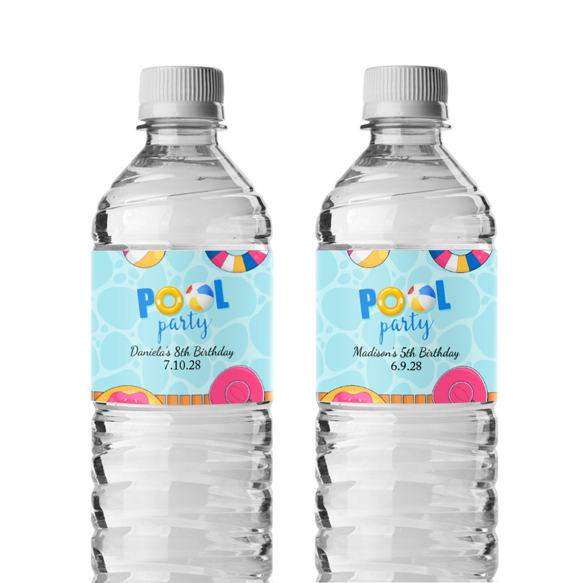 Pool Party Birthday Personalized Water Bottle Labels (Set of 12)