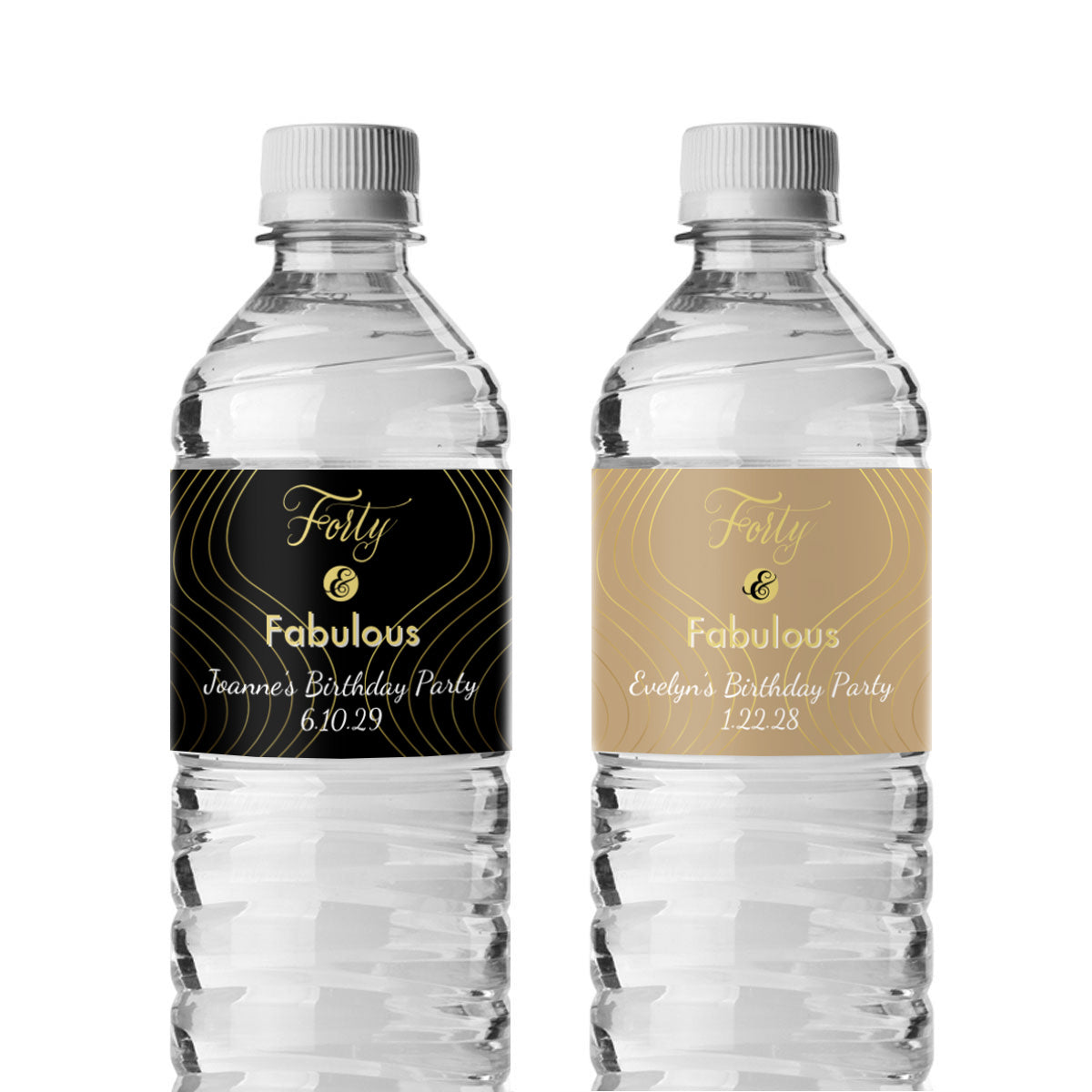 Forty & Fabulous Personalized Water Bottle Labels (Set of 12)