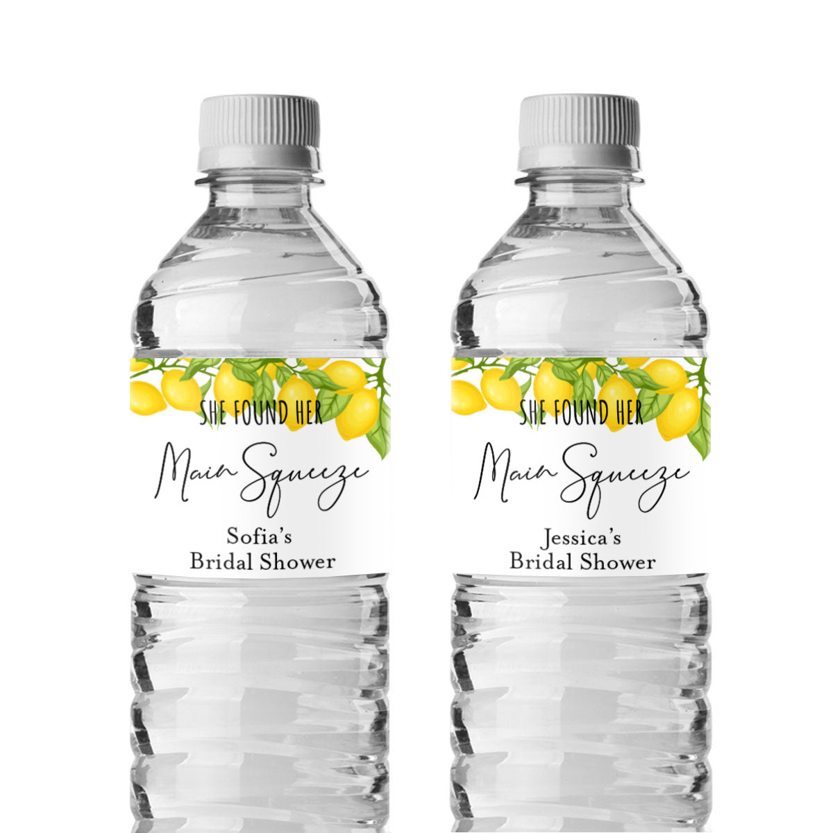 Mediterranean She Found Her Main Squeeze Personalized Water Bottle Labels (Set of 12)