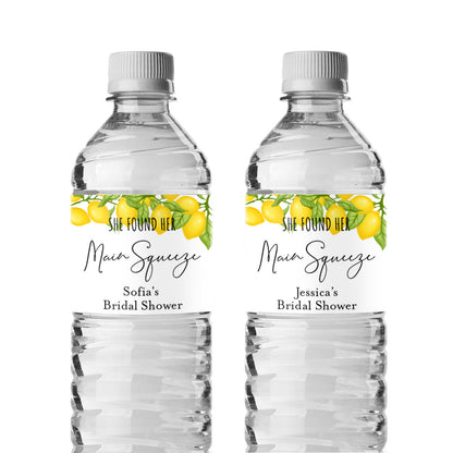 Mediterranean She Found Her Main Squeeze Personalized Water Bottle Labels (Set of 12)
