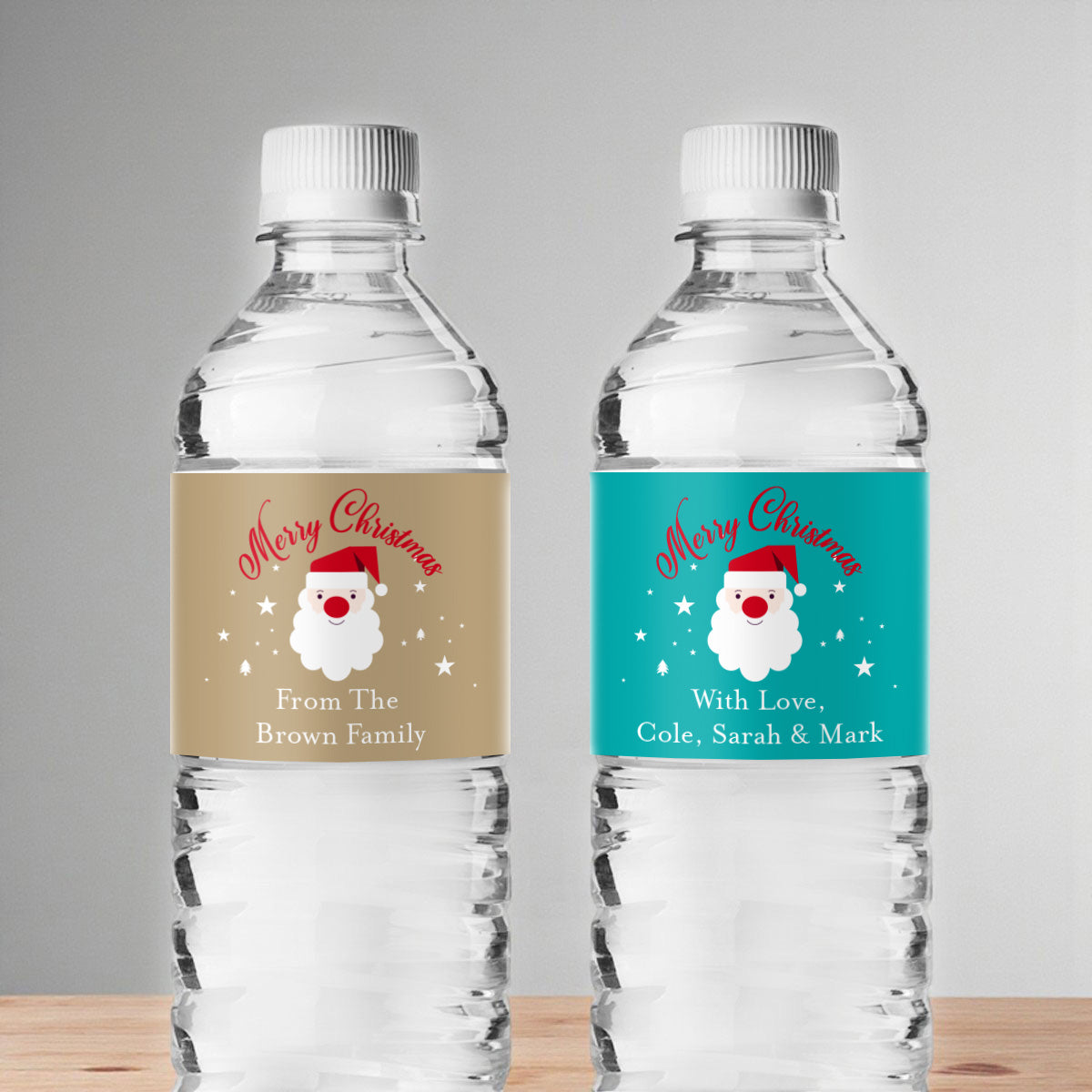 Christmas Santa Claus Personalized Water Bottle Labels (Set of 12)