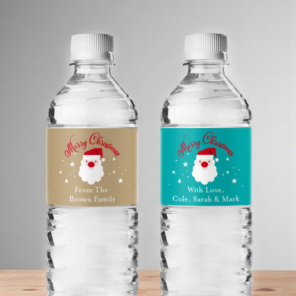 Christmas Santa Claus Personalized Water Bottle Labels (Set of 12)