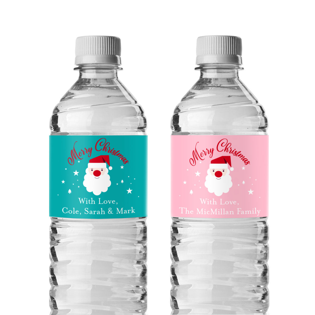 Christmas Santa Claus Personalized Water Bottle Labels (Set of 12)