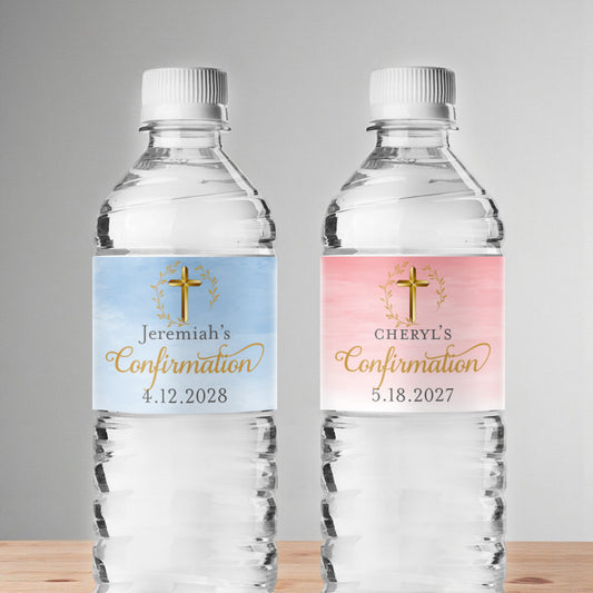 Confirmation Personalized Water Bottle Labels (Set of 12)