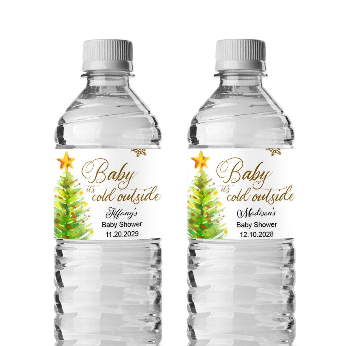 Baby It's Cold Outside Personalized Water Bottle Labels (Set of 12)
