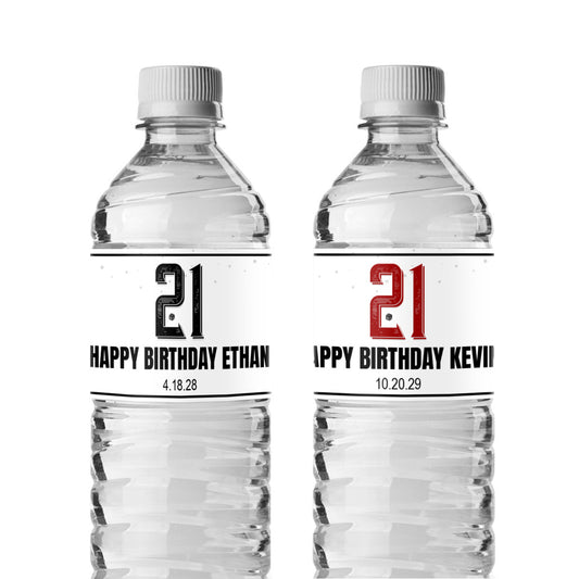 Vegas Birthday Personalized Water Bottle Labels (Set of 12)