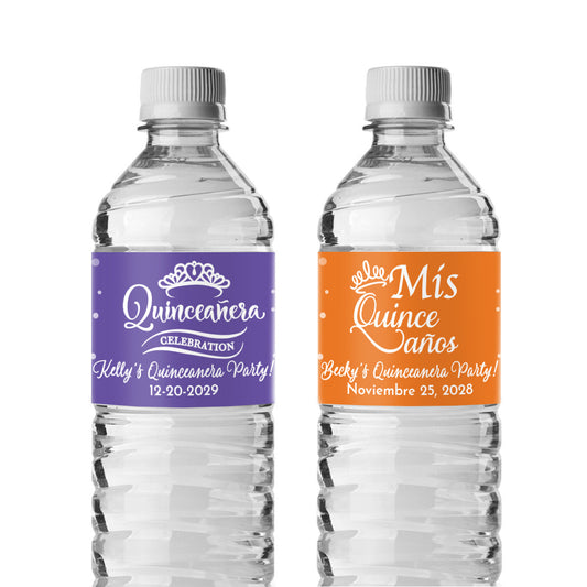 Quinceañera Personalized Water Bottle Labels (Set of 12)