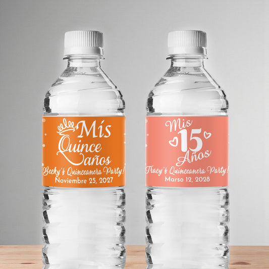 Quinceañera Personalized Water Bottle Labels (Set of 12)