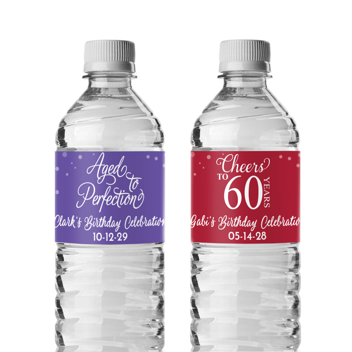 Adult Birthday Personalized Water Bottle Labels (Set of 12)