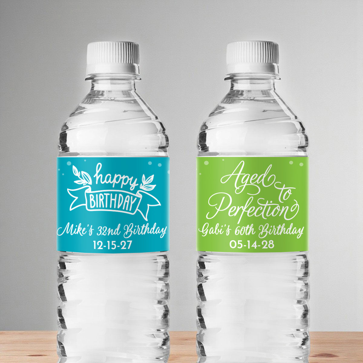 Adult Birthday Personalized Water Bottle Labels (Set of 12)