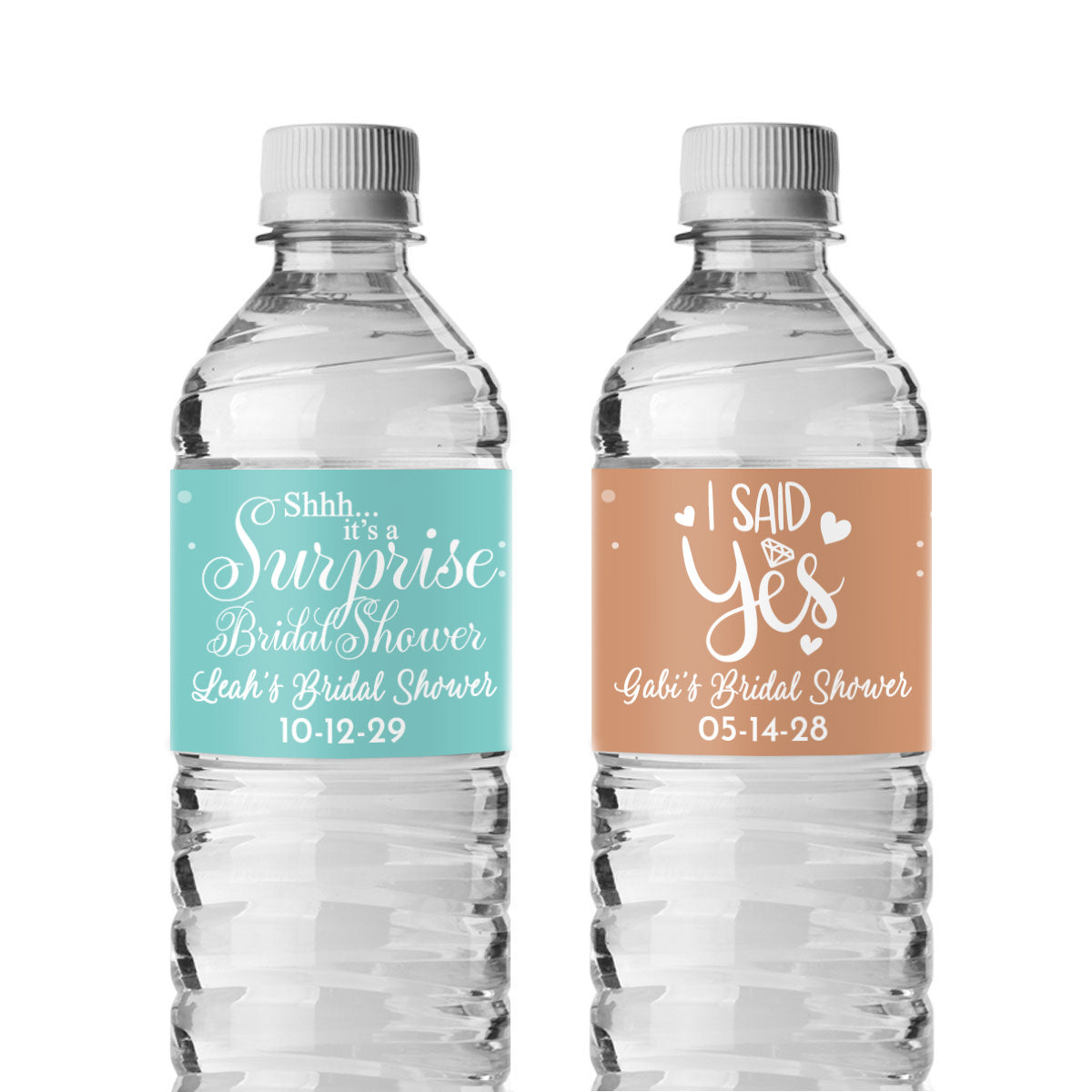 Bridal Shower Personalized Water Bottle Labels (Set of 12)