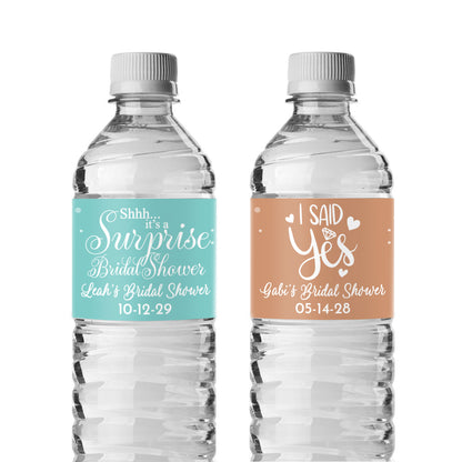 Bridal Shower Personalized Water Bottle Labels (Set of 12)