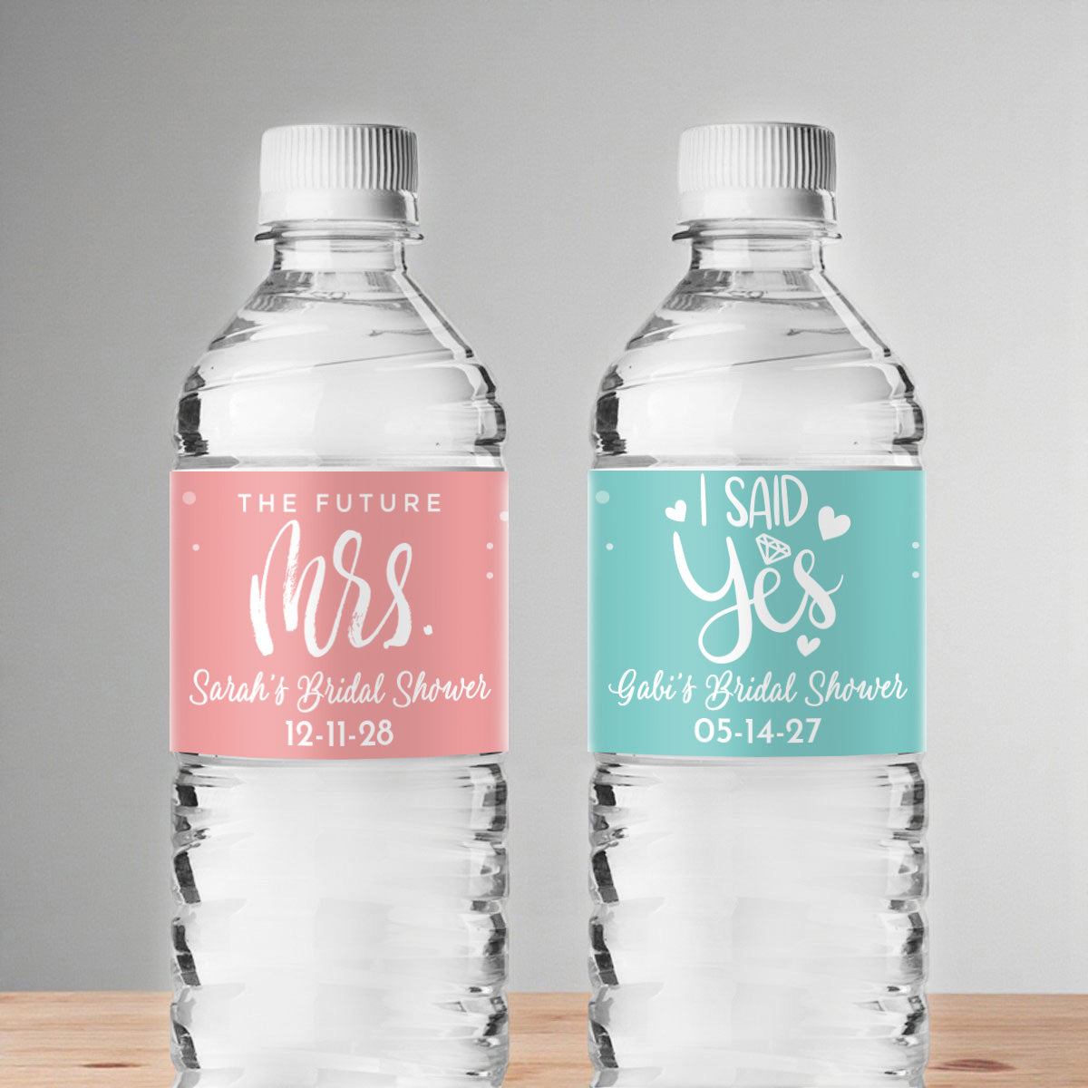 Bridal Shower Personalized Water Bottle Labels (Set of 12)