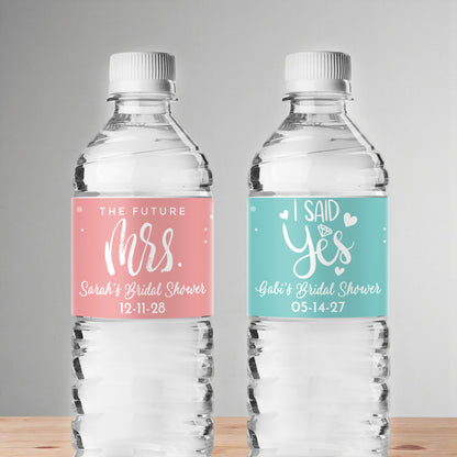 Bridal Shower Personalized Water Bottle Labels (Set of 12)