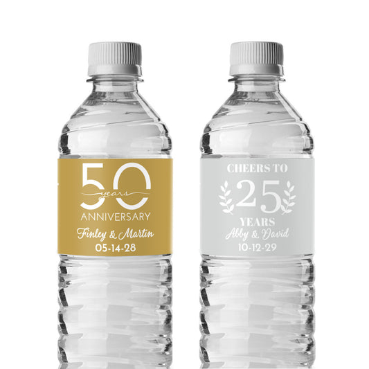 Anniversary Personalized Water Bottle Labels (Set of 12)