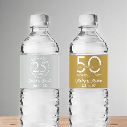 Anniversary Personalized Water Bottle Labels (Set of 12)