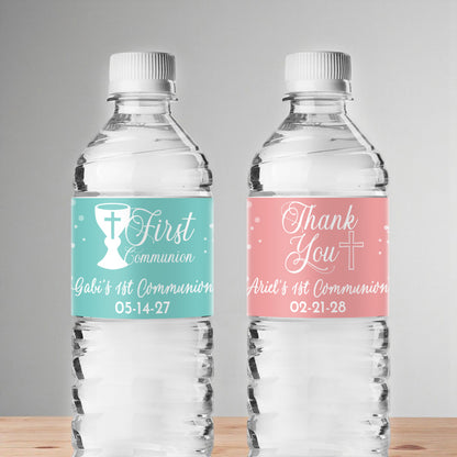 Holy Communion Personalized Water Bottle Labels (Set of 12)
