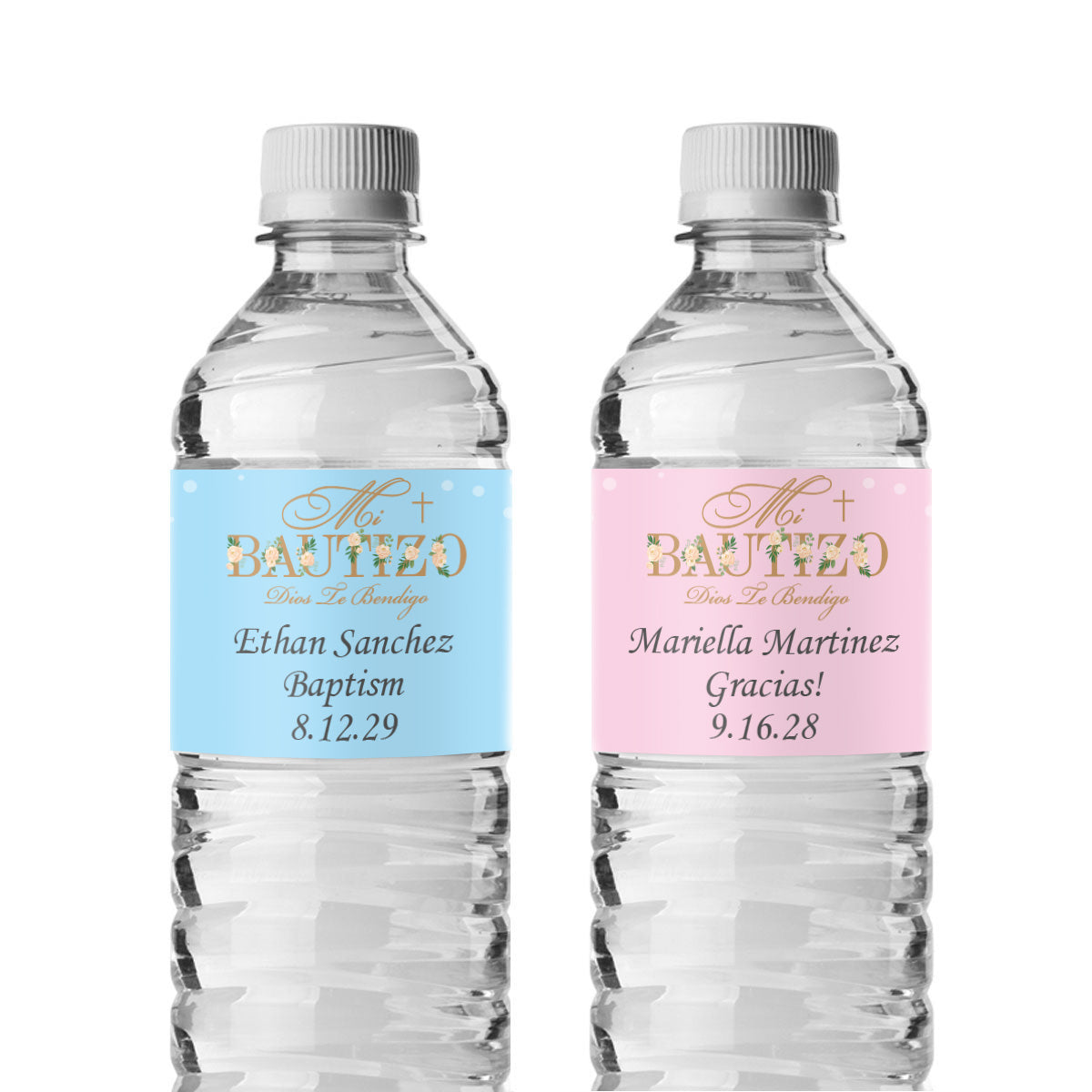 Mi Bautizo Personalized Water Bottle Labels (Set of 12)