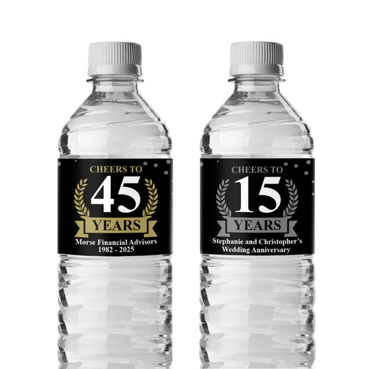 Cheers To Years Personalized Water Bottle Labels (Set of 12)
