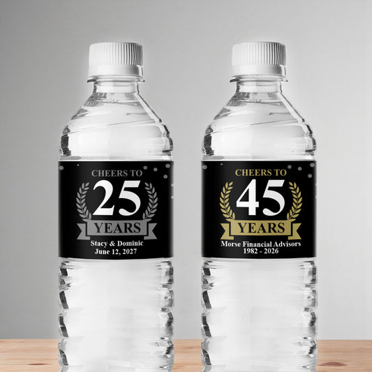 Cheers To Years Personalized Water Bottle Labels (Set of 12)