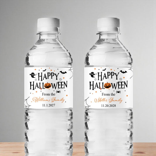 Happy Halloween Personalized Water Bottle Labels (Set of 12)