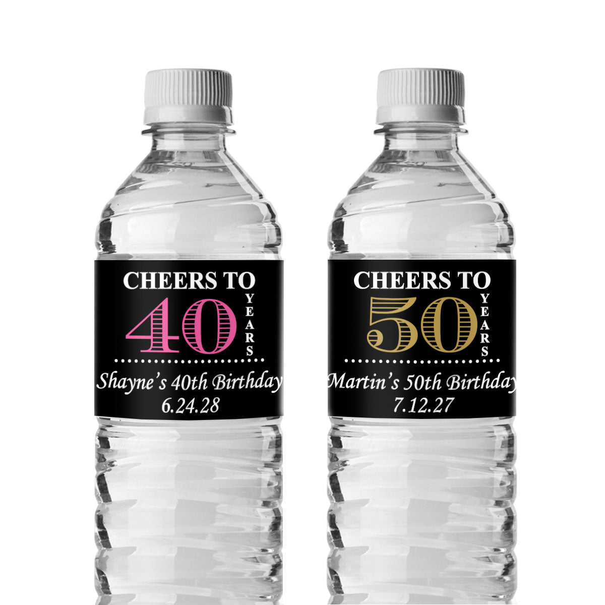 Cheers to Years Personalized Water Bottle Labels (Set of 12)
