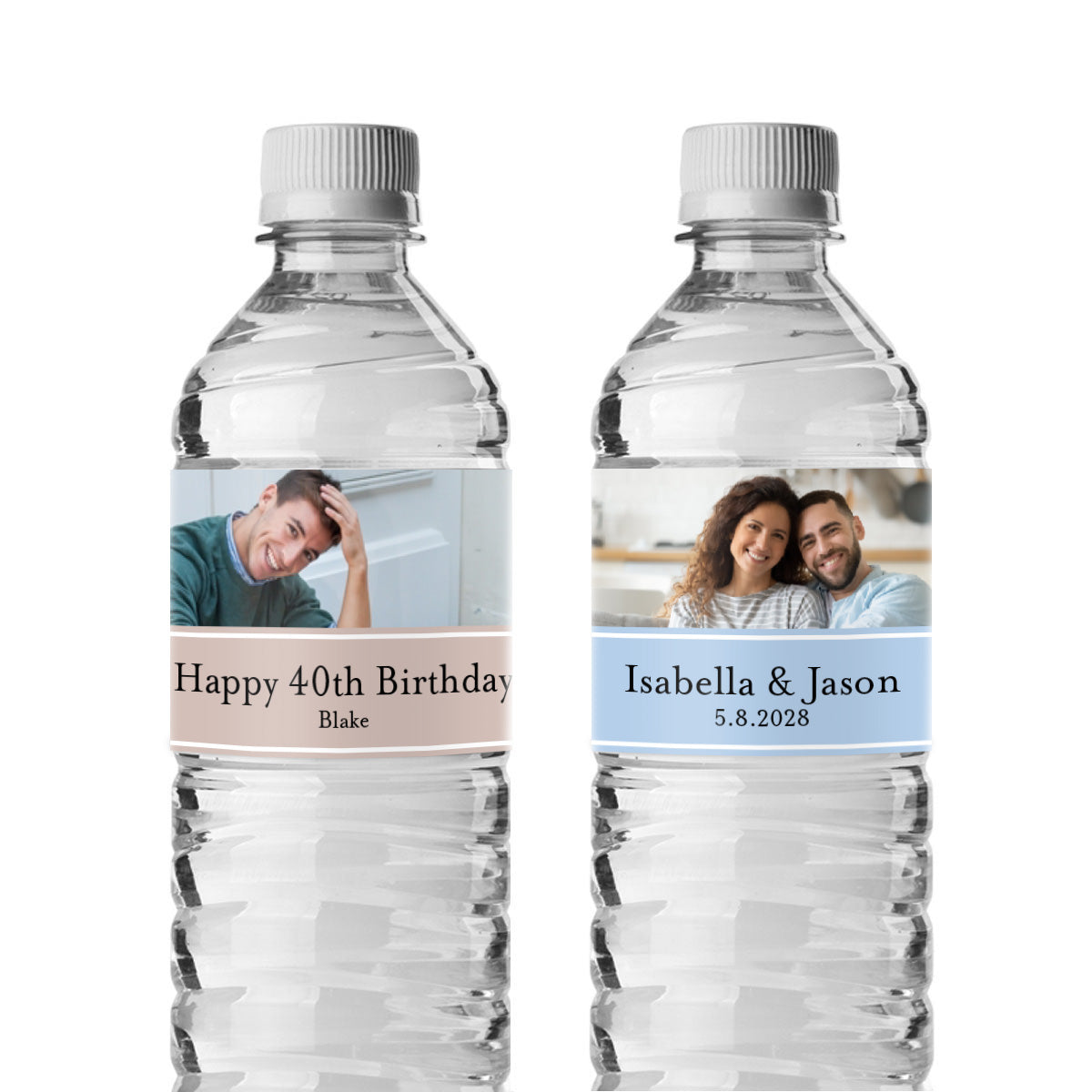 Classic Photo Personalized Water Bottle Labels (Set of 12)