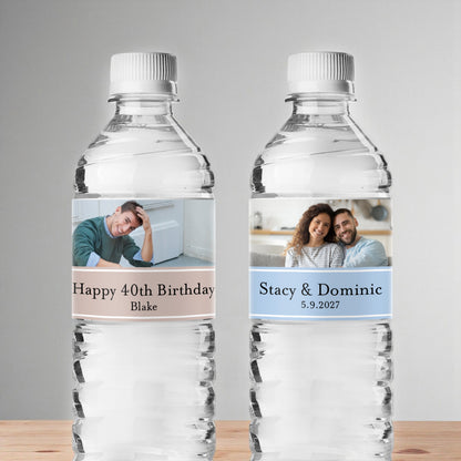 Classic Photo Personalized Water Bottle Labels (Set of 12)