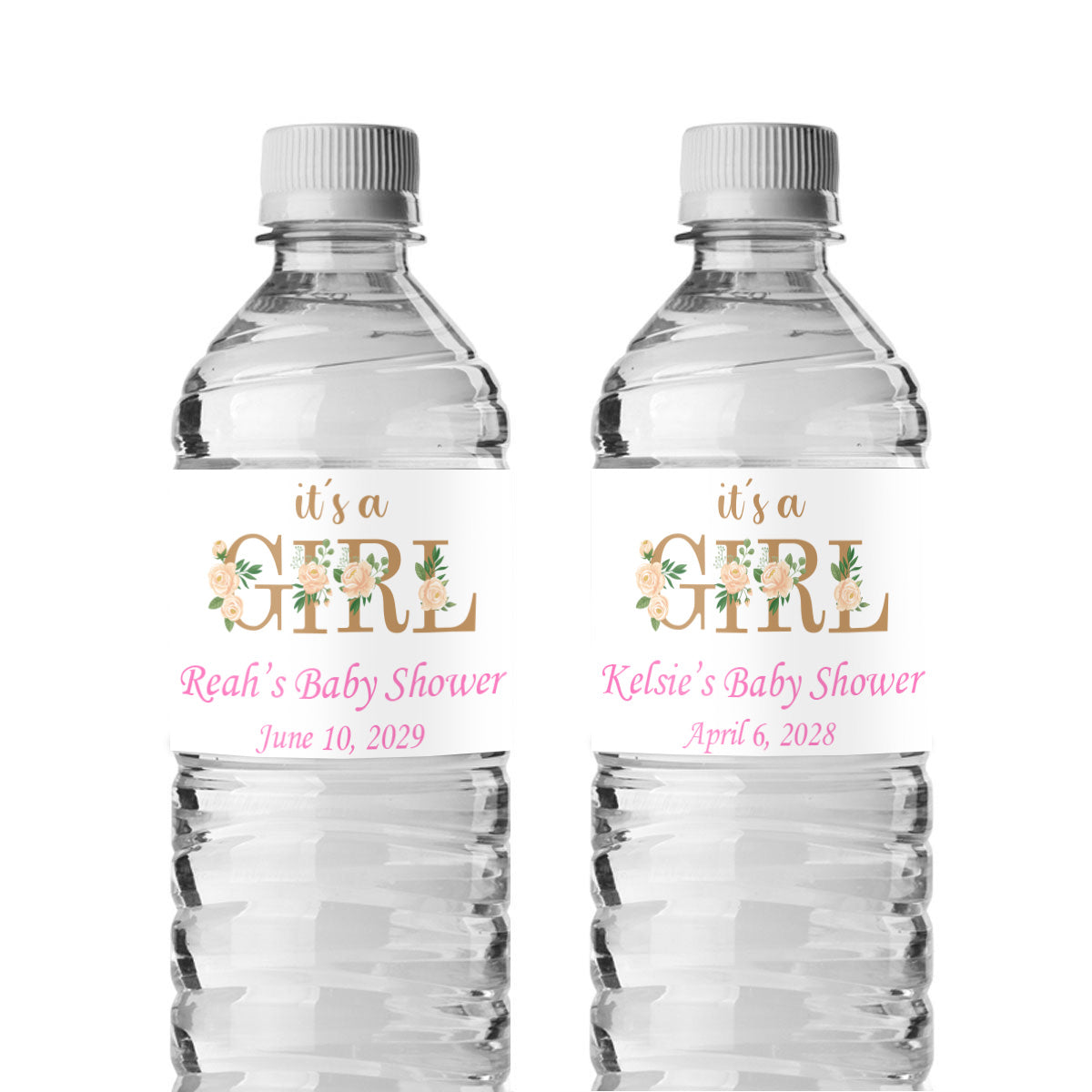 It's A Girl Personalized Water Bottle Labels (Set of 12)