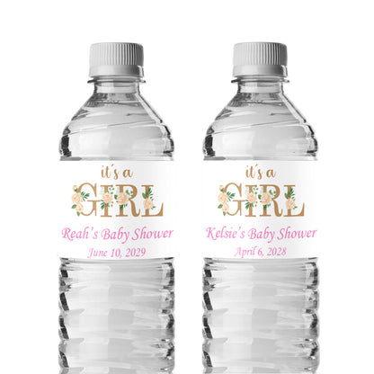 It's A Girl Personalized Water Bottle Labels (Set of 12)