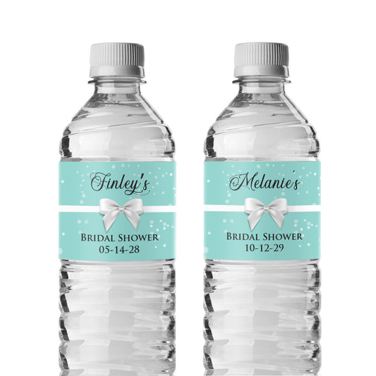 Tiffany Bow Personalized Water Bottle Labels (Set of 12)