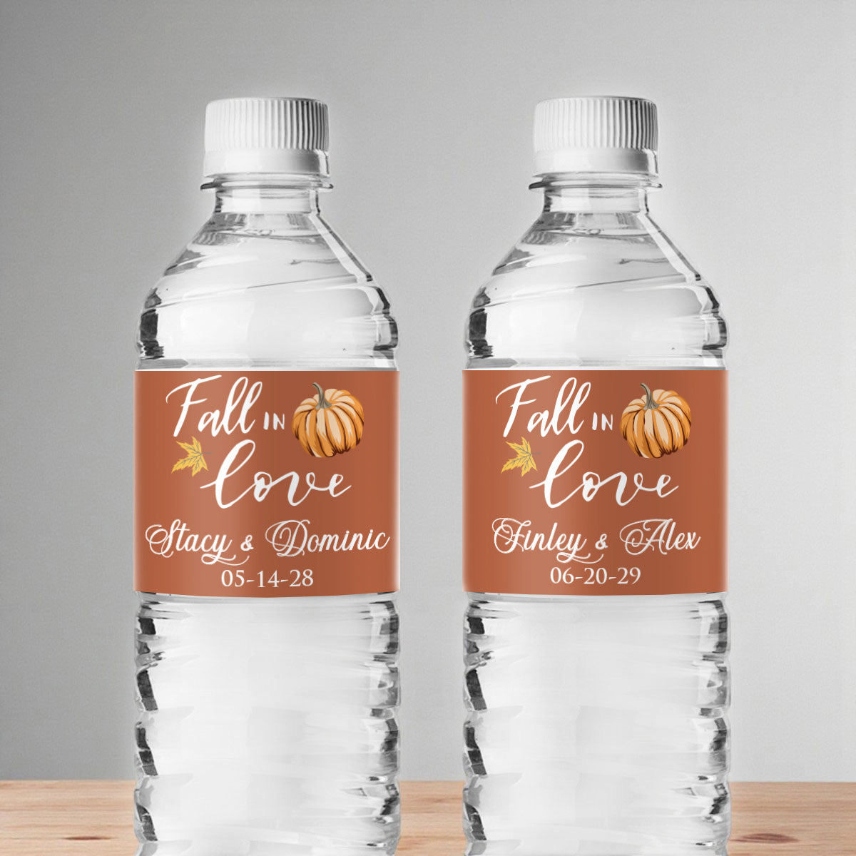 Fall In Love Pumpkin Personalized Water Bottle Labels (Set of 12)