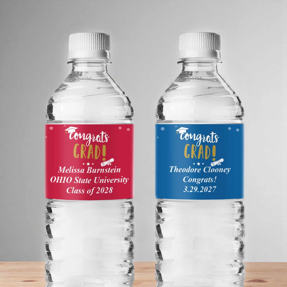 Congrats Grad Personalized Water Bottle Labels (Set of 12)
