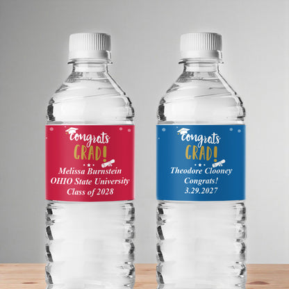 Congrats Grad Personalized Water Bottle Labels (Set of 12)