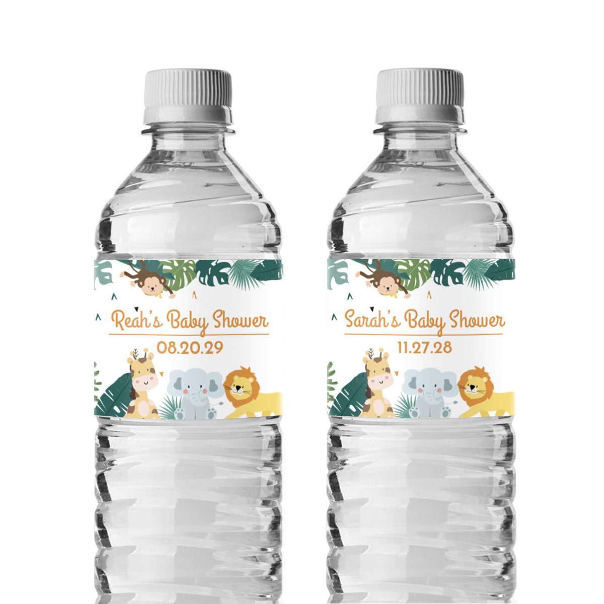 Safari Baby Shower Personalized Water Bottle Labels (Set of 12)