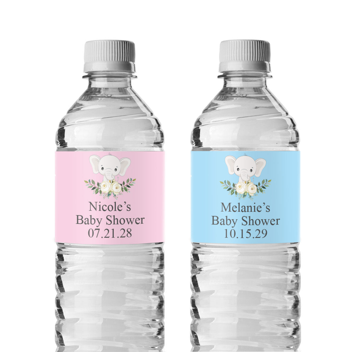 Baby Elephant Personalized Water Bottle Labels (Set of 12)