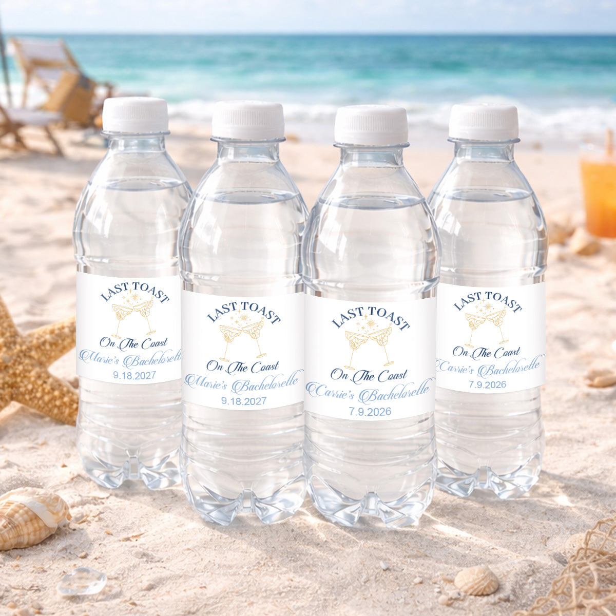 Last Toast On The Coast Personalized Water Bottle Labels (Set of 12)
