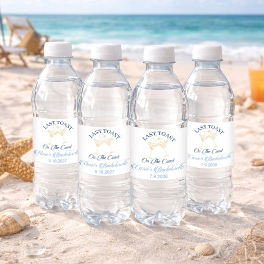 Last Toast On The Coast Personalized Water Bottle Labels (Set of 12)