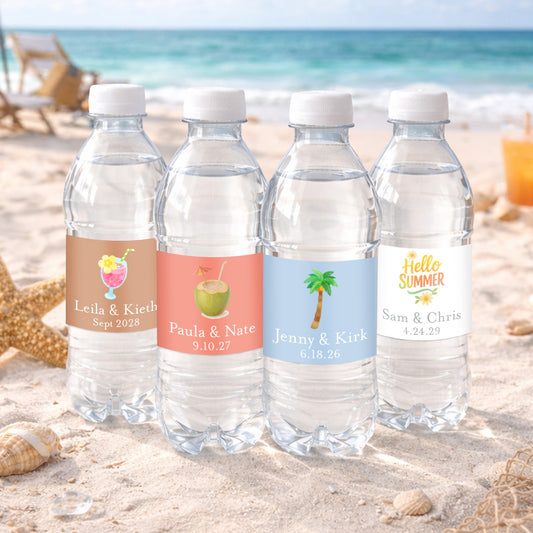 Beach Summer Personalized Water Bottle Labels (Set of 12)