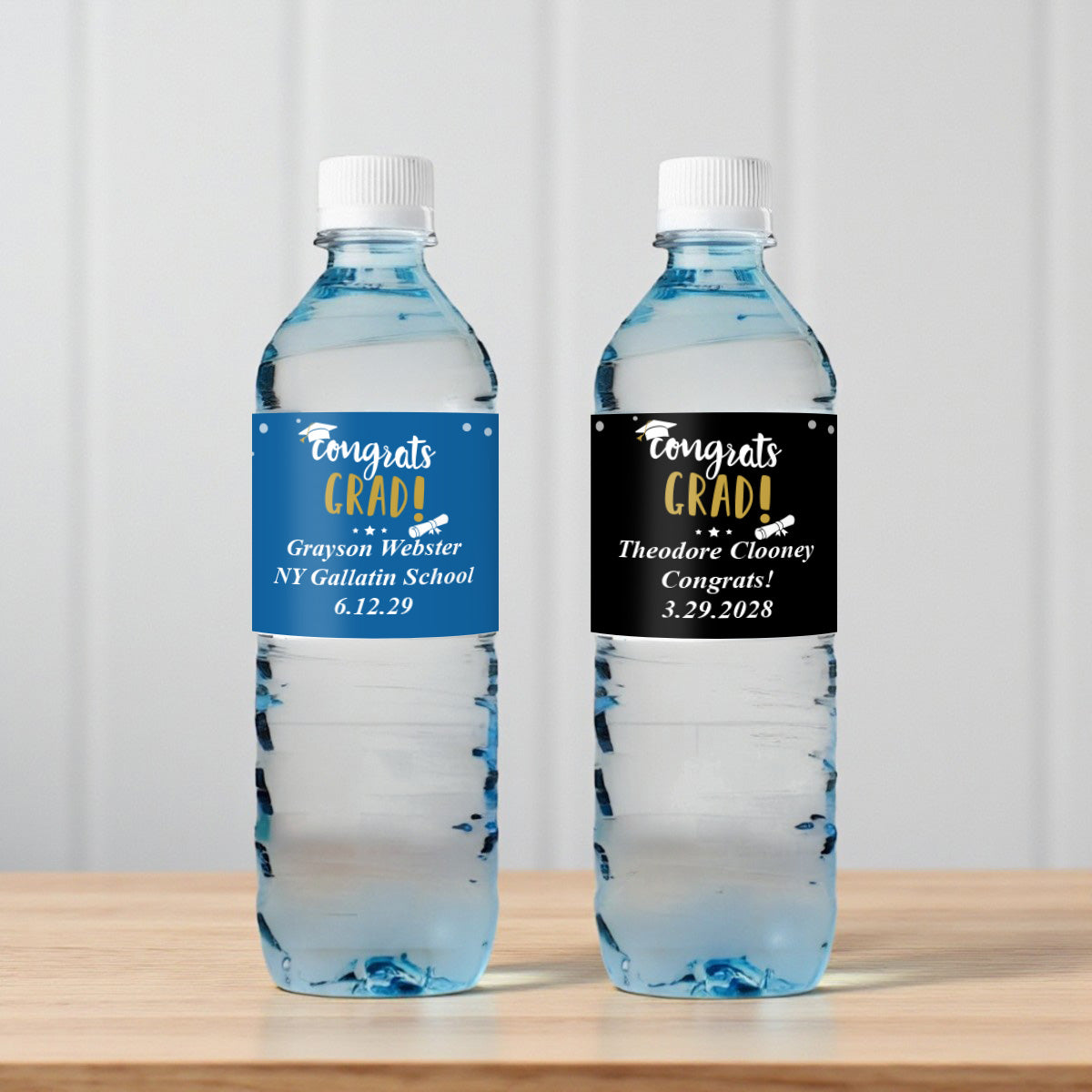 Congrats Grad Personalized Water Bottle Labels (Set of 12)