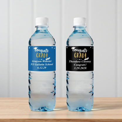 Congrats Grad Personalized Water Bottle Labels (Set of 12)