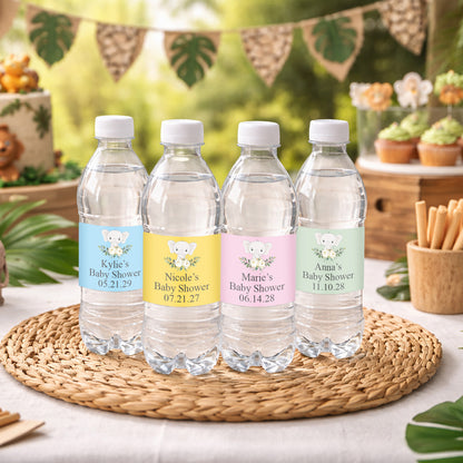 Baby Elephant Personalized Water Bottle Labels (Set of 12)