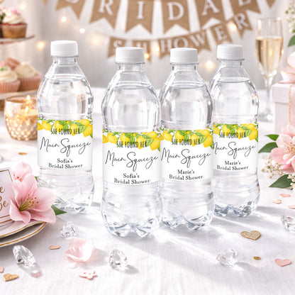 Mediterranean She Found Her Main Squeeze Personalized Water Bottle Labels (Set of 12)