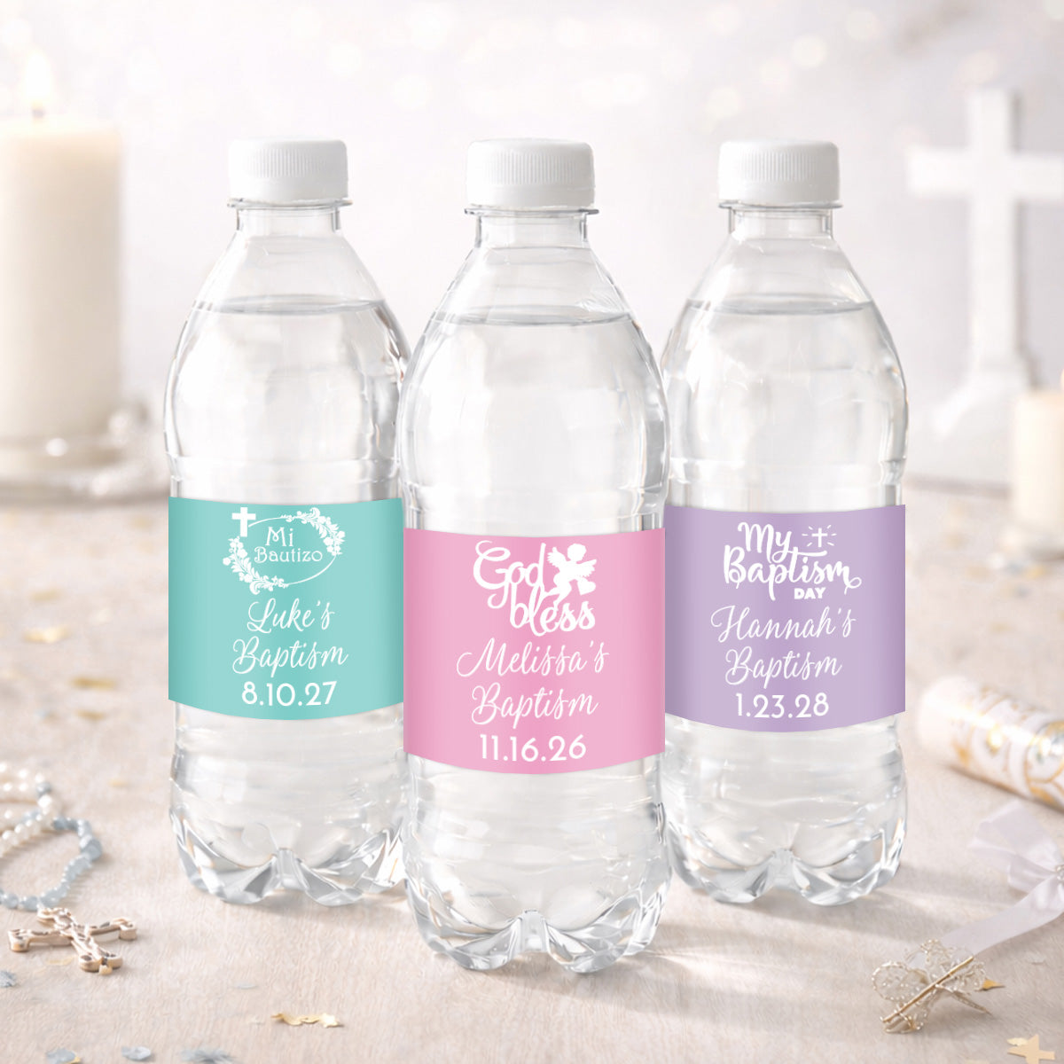 Baptism Personalized Water Bottle Labels (Set of 12)