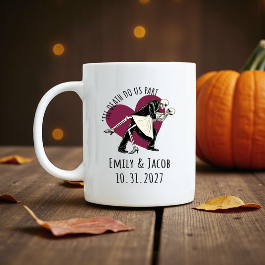 Til Death Do Us Part Personalized White Ceramic Coffee Mug (Set of 12)